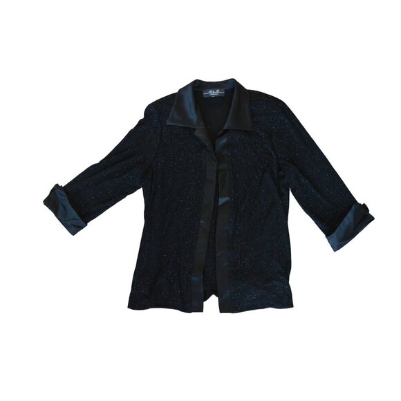 Vintage 90s R&M Collection Women's XL Black Sparkly Cardigan Blouse Combo Evenin - Picture 3 of 9
